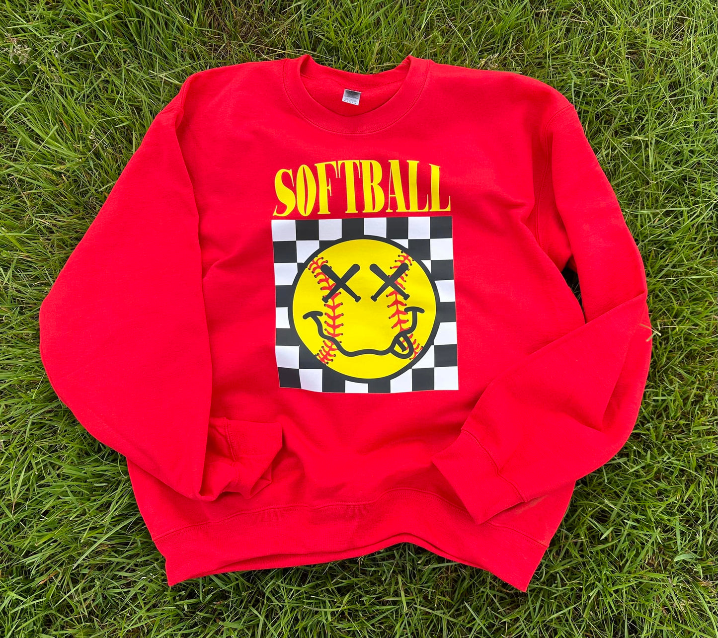 Softball Grunge Smiley Face