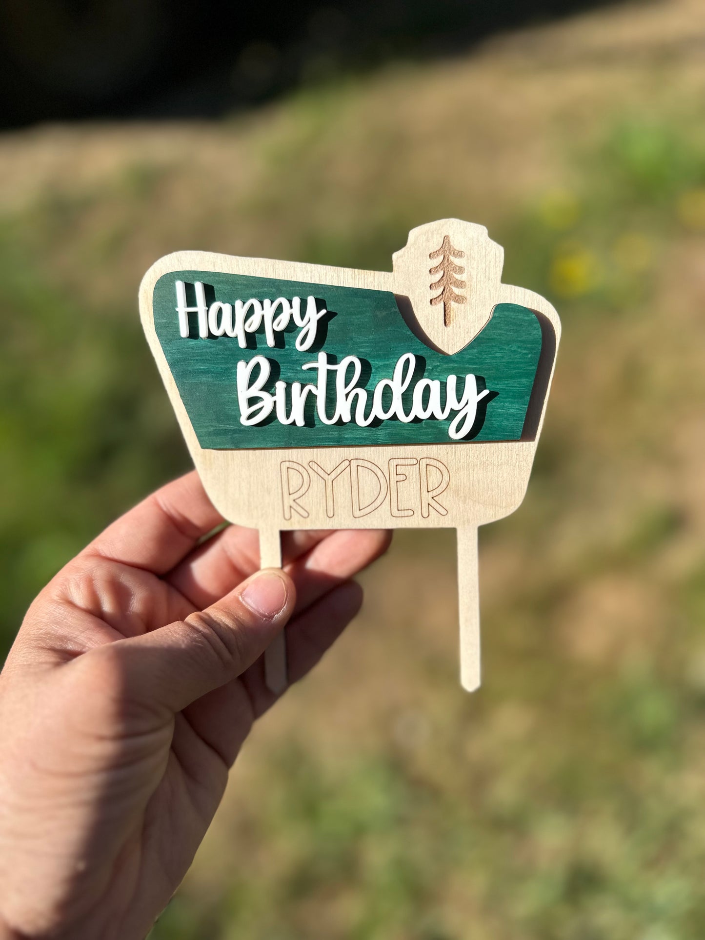 Wooden cake topper