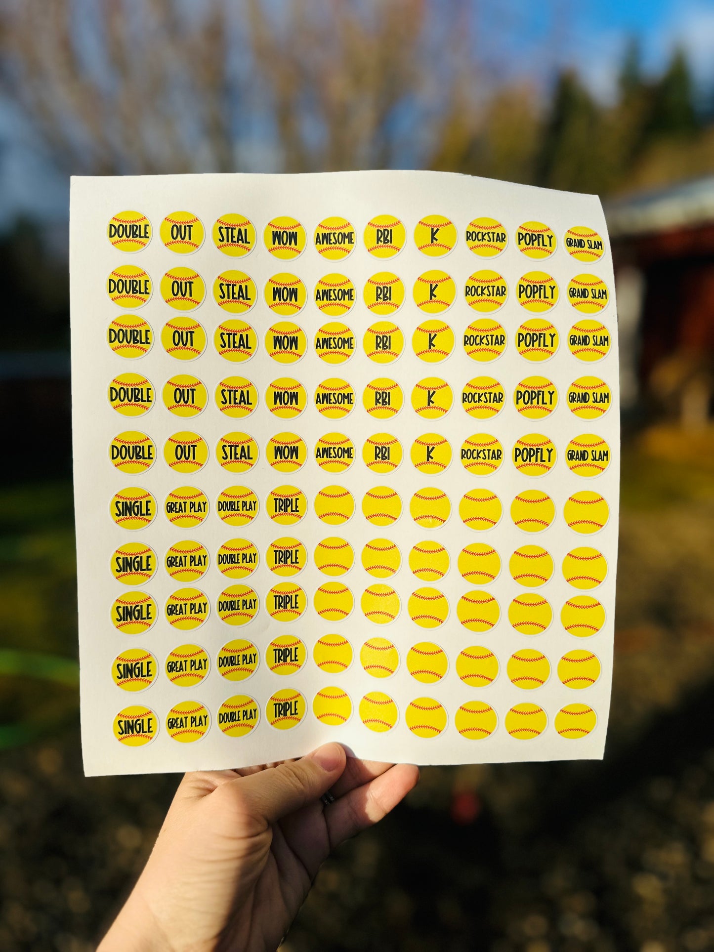 Softball achievement stickers