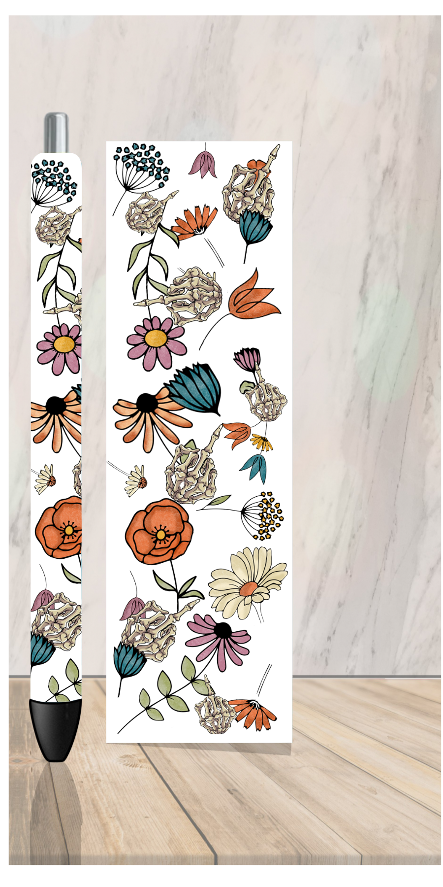 Middle finger floral pen wrap
