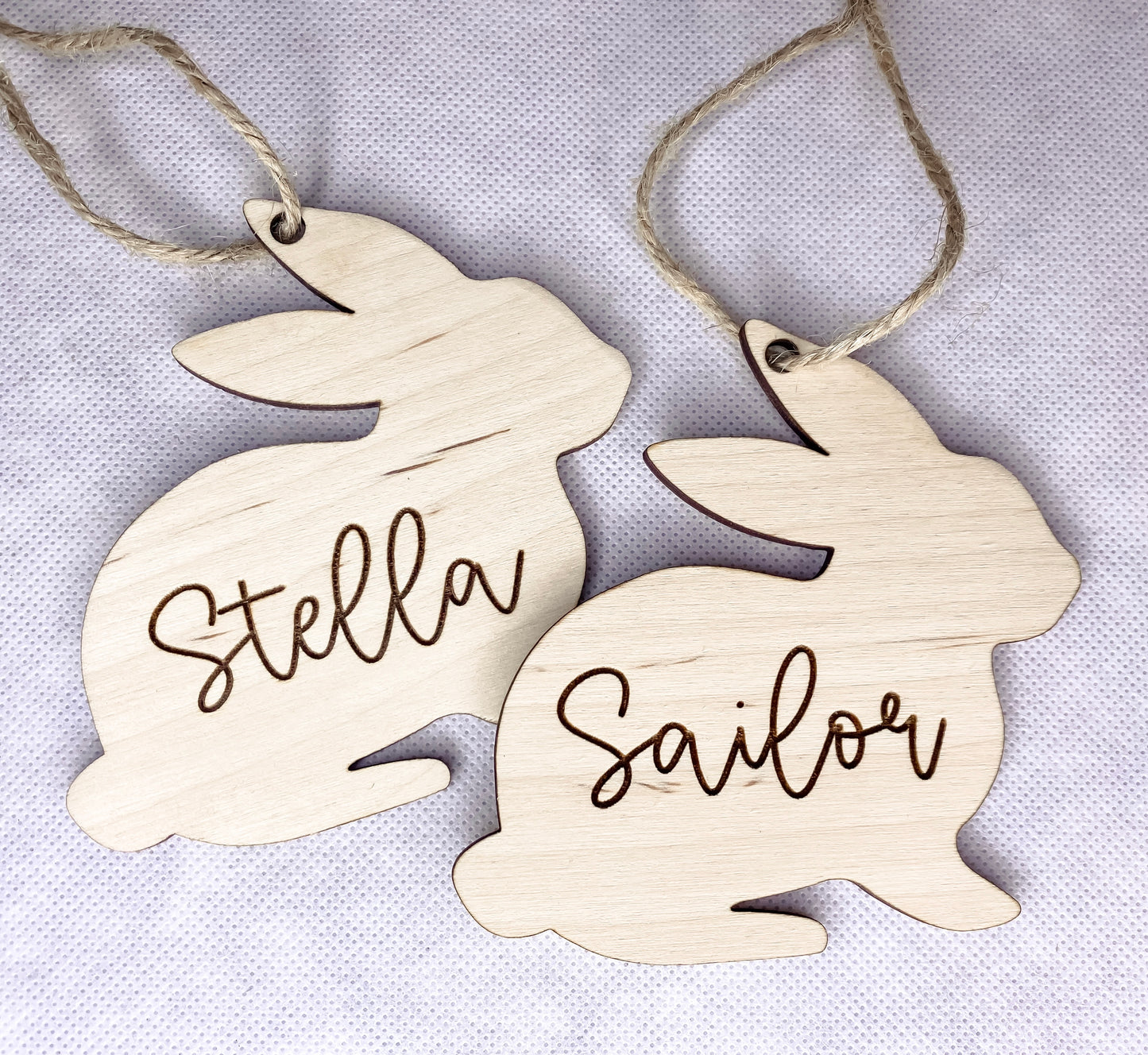 Wooden Easter bunny basket tag