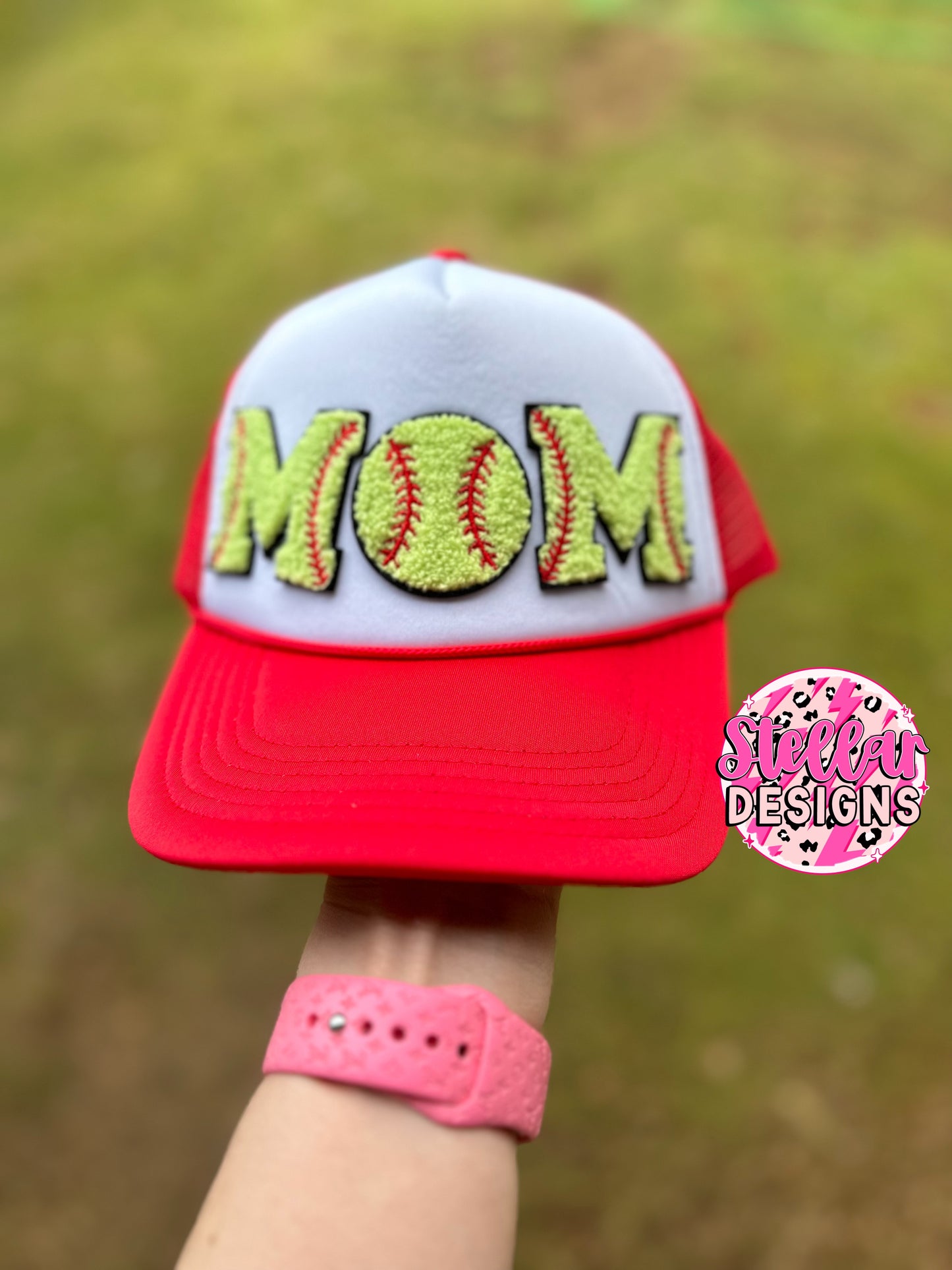 M🥎M chenille patch hat softball