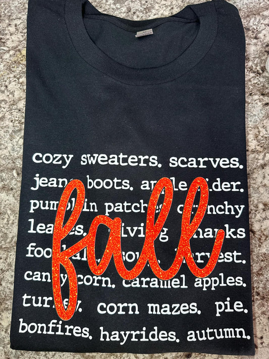 Black Fall words T-shirt