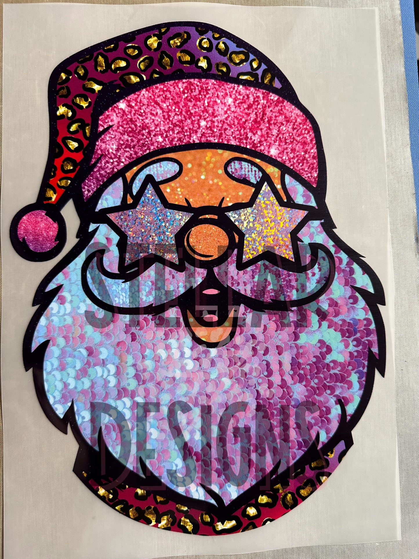 Sequin pink Santa DTF