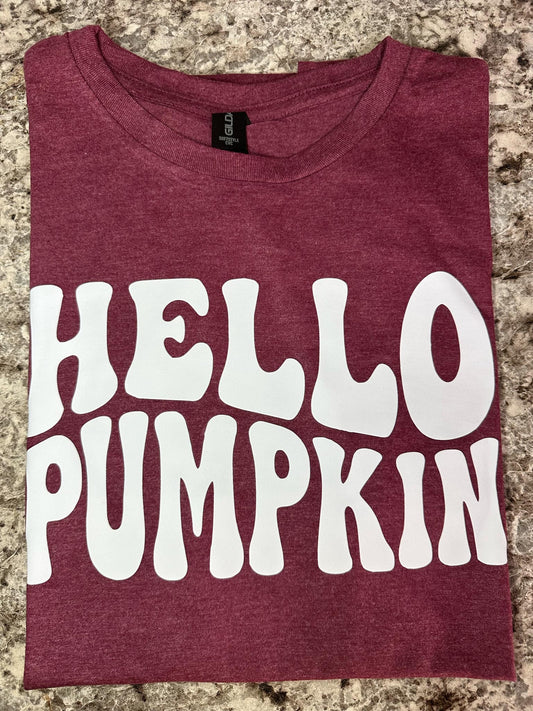 Hello Pumpkin heathered maroon T-shirt