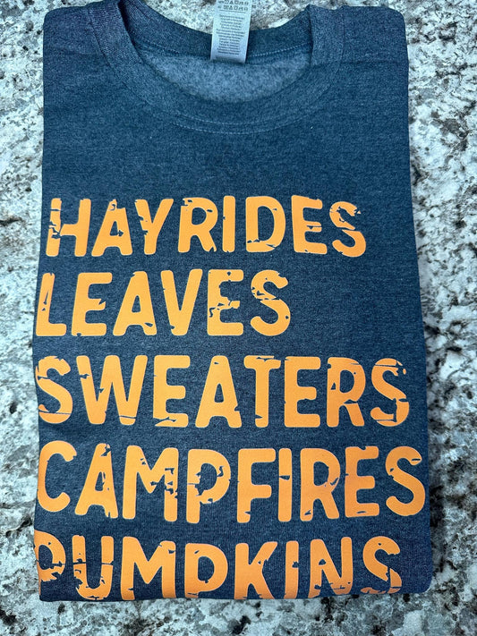 Hayrides, leaves crewnek sweatshirt