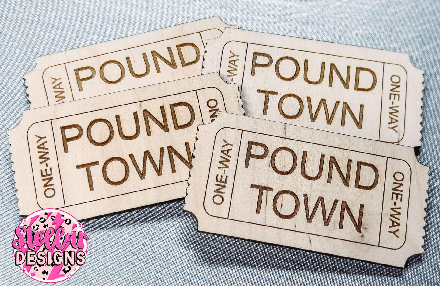Pound town ticket-wooden