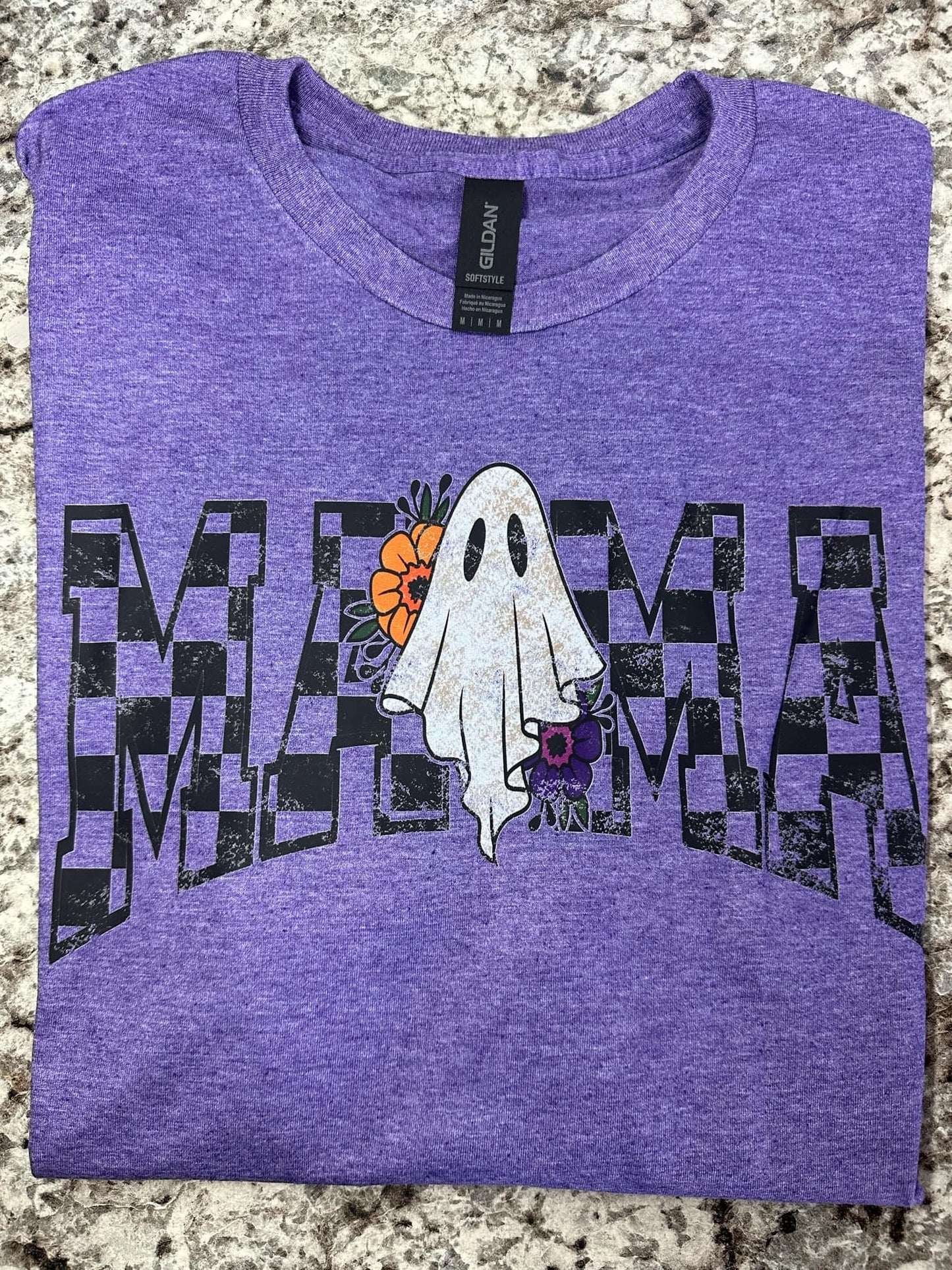 Purple checkered Mama T-shirt