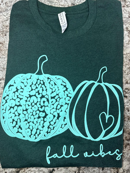 Puff print teal Fall vibes T-shirt