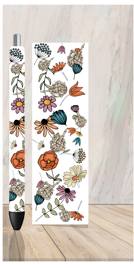 Middle finger floral pen wrap