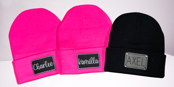 Personalized name patch beanie
