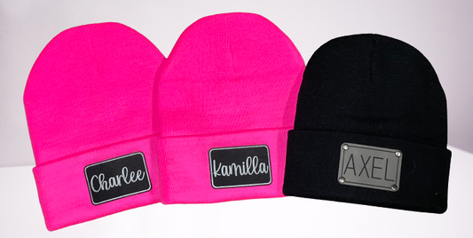 Personalized name patch beanie