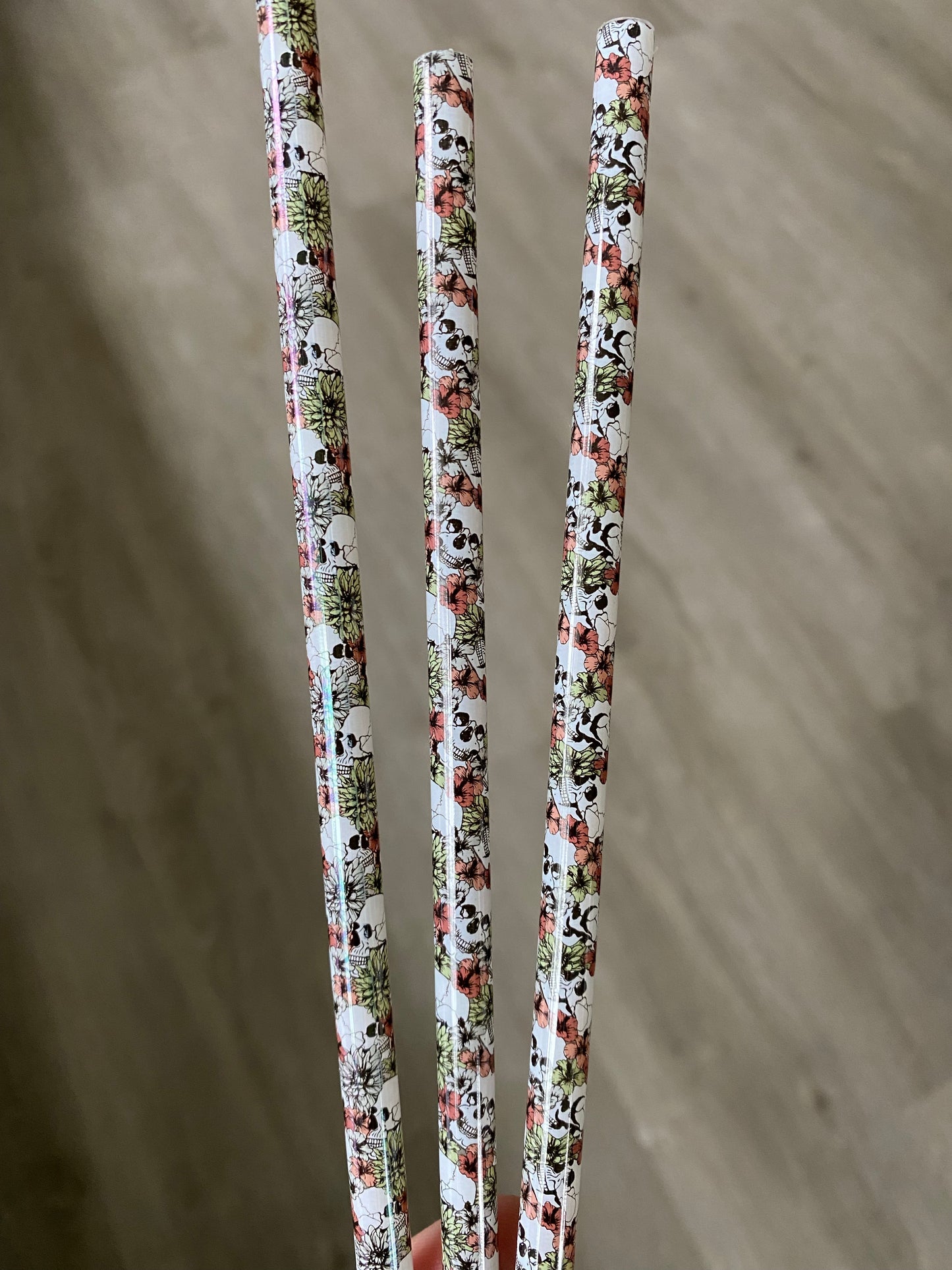 Reusable skull floral straw