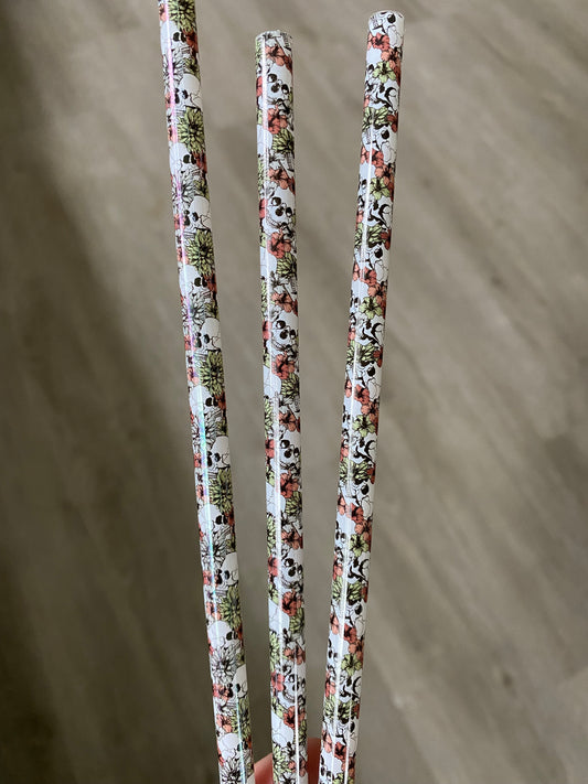Reusable skull floral straw