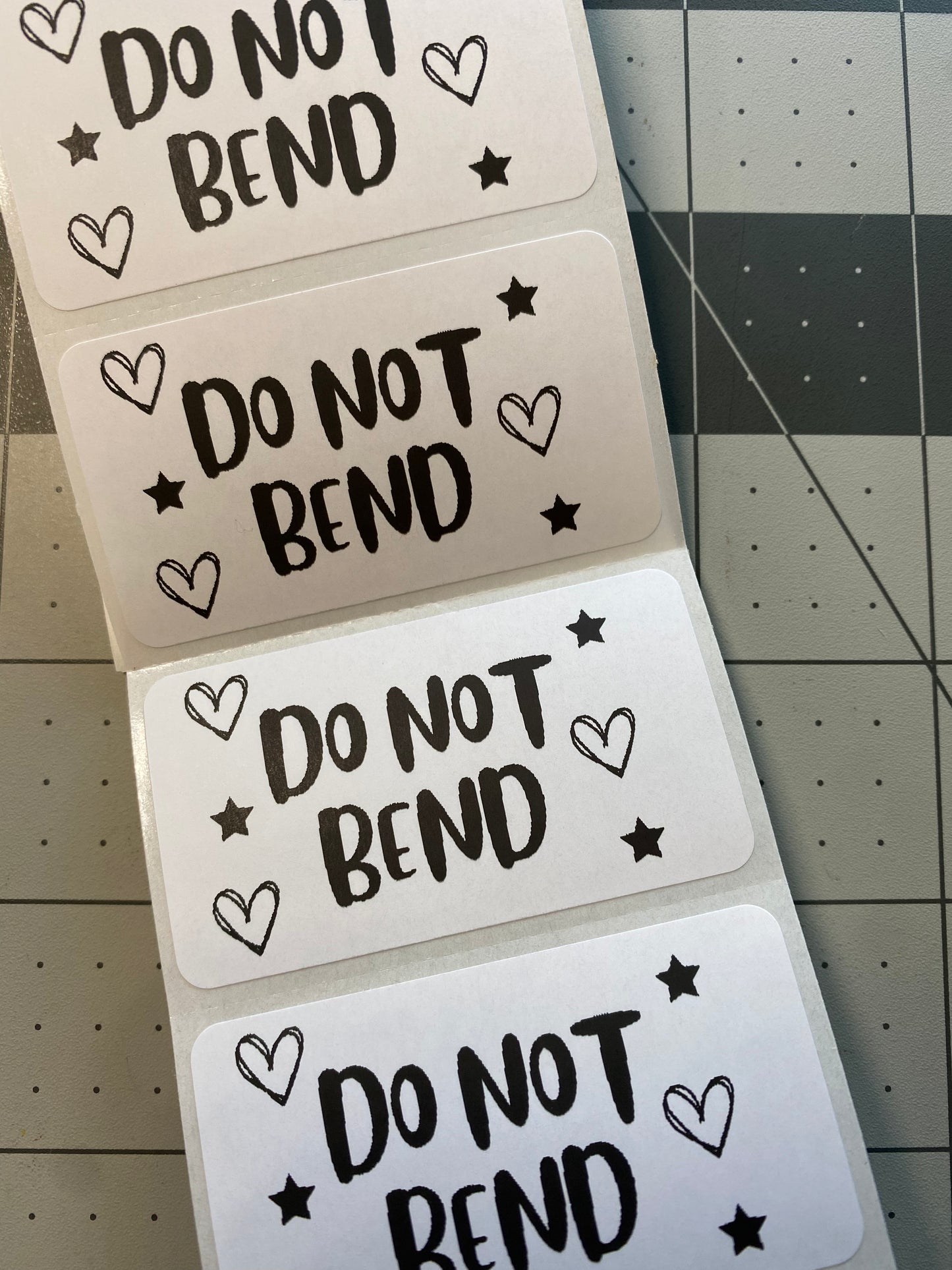 Do not bend thermal stickers