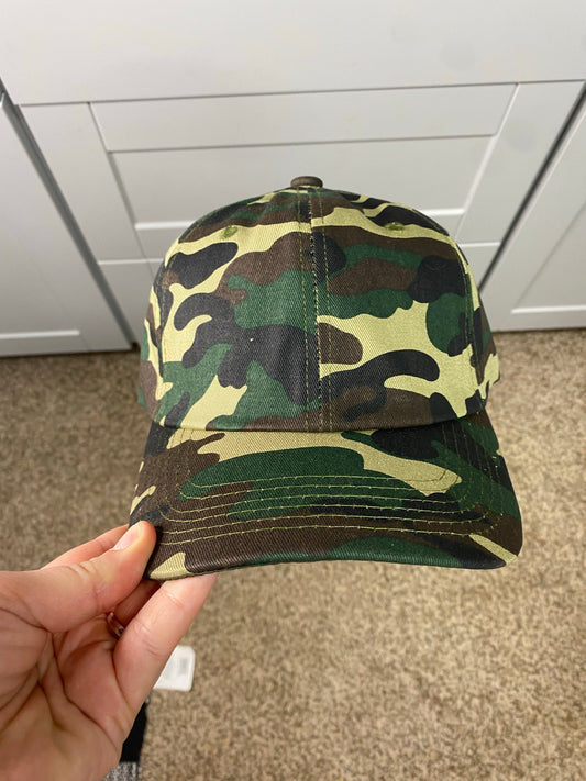 ADULT Camo hat with Custom patch
