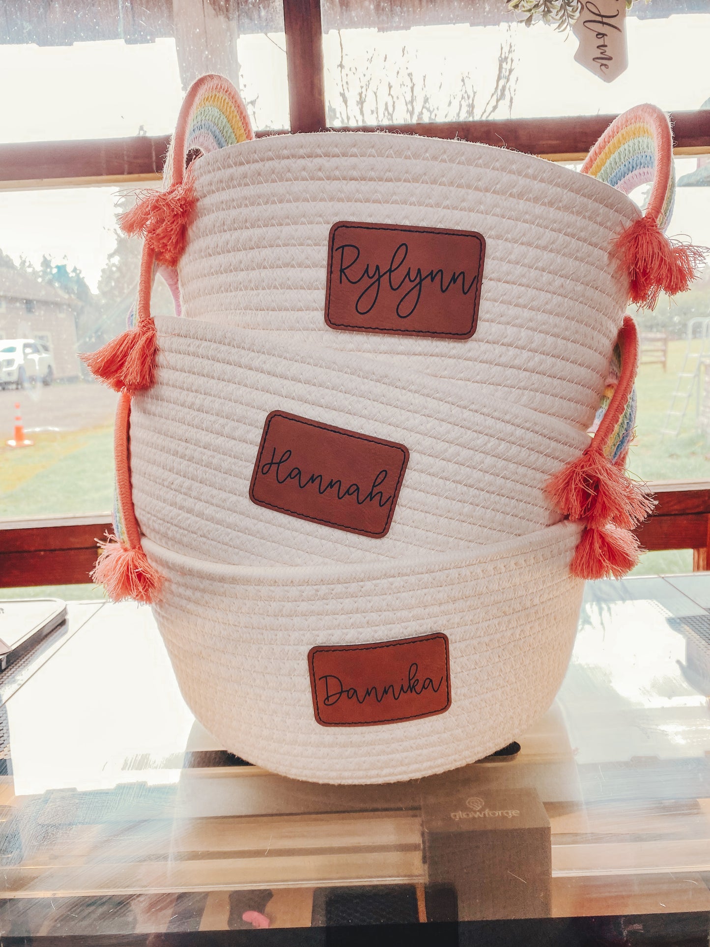 LARGE Easter basket with engraved patch