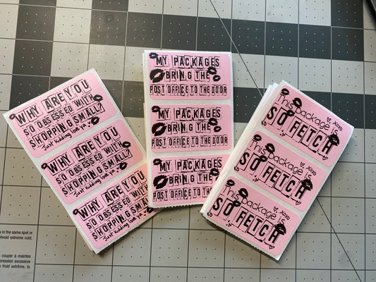So Fetch Pink thermal labels